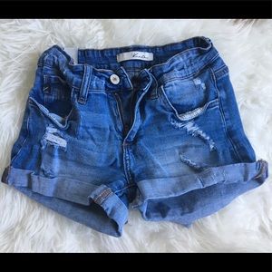 Mid-Rise Stretchy Blue Jean Shorts
